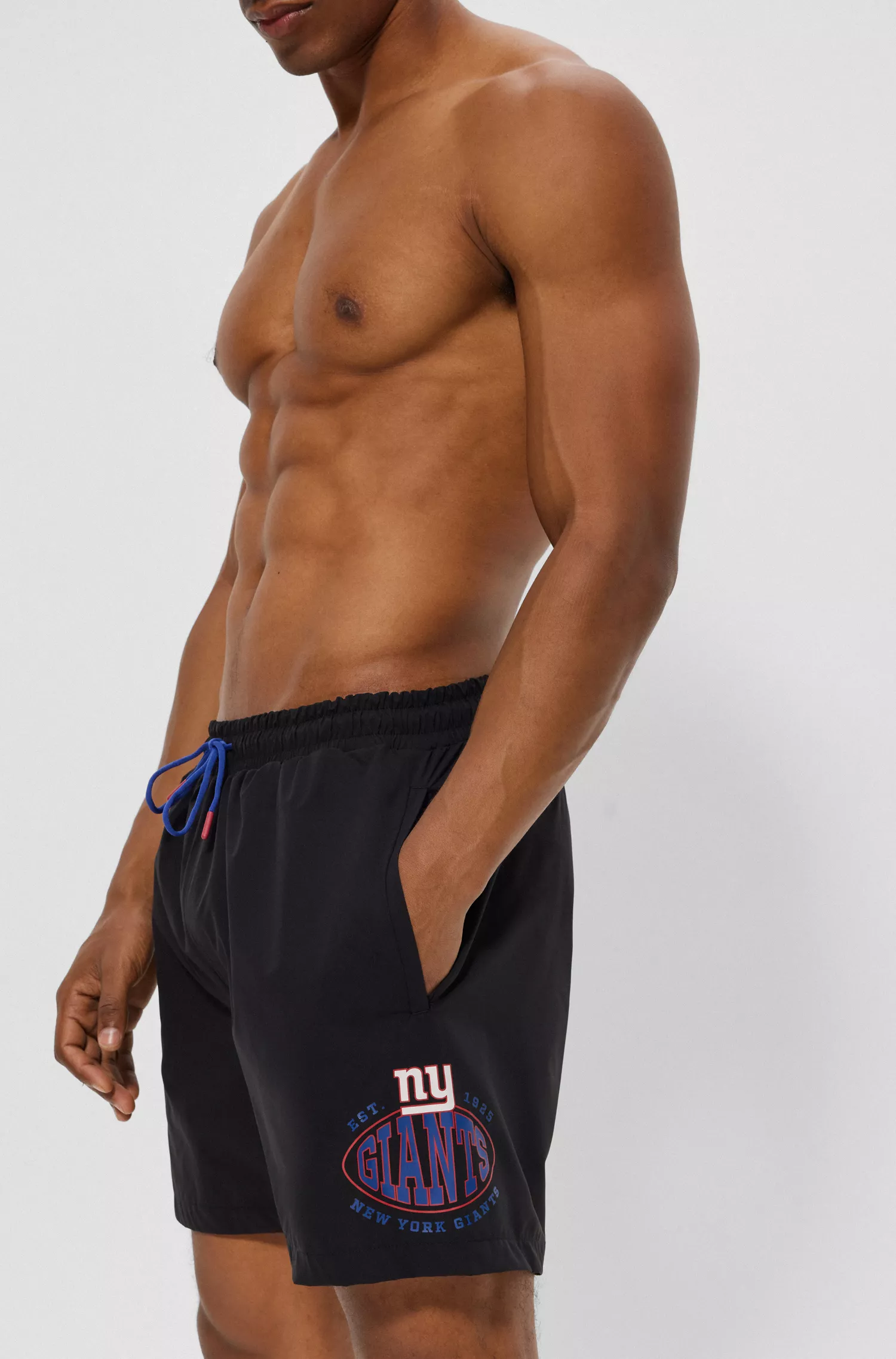 Calções de banho BOSS Black-BOSS x NFL de secagem rápida com design colaborativo.