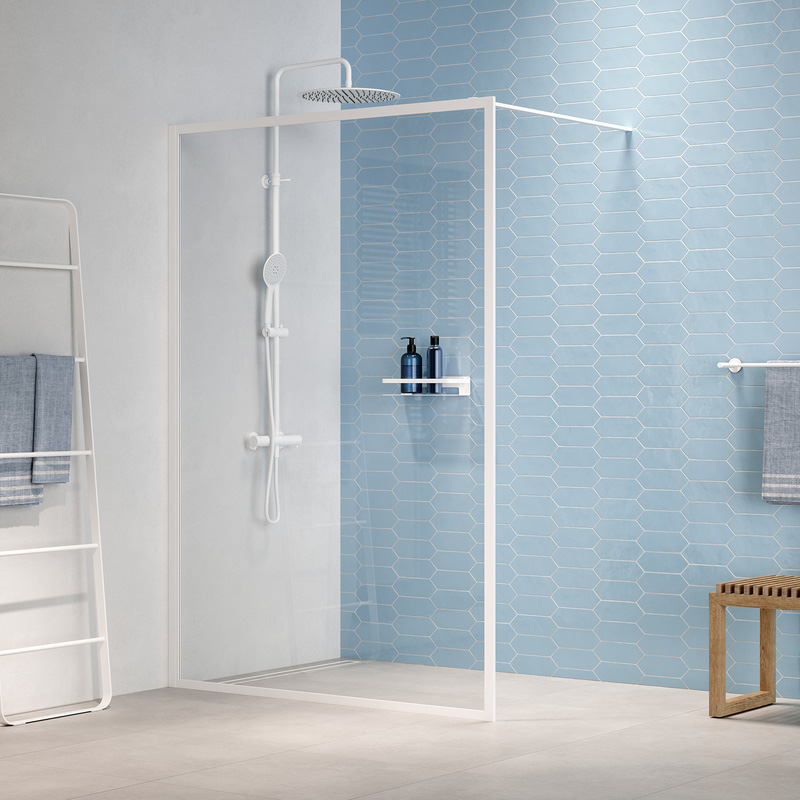 Sealskin Contour inloopdouche type A3 138x200 cm, 6 mm helder veiligheidsglas met antikalklaag mat wit