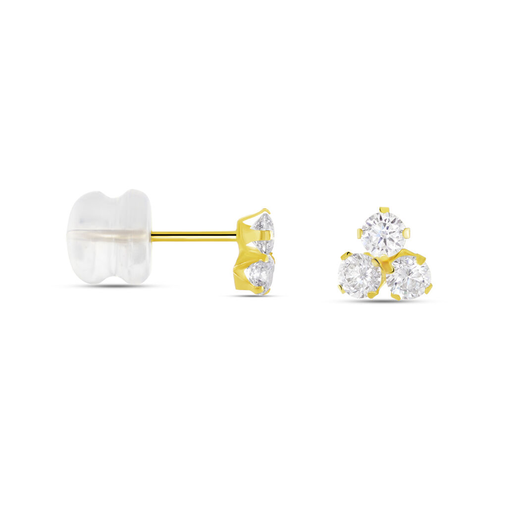 Boucles D'oreilles Puces Or Jaune Oxydes De Zirconium