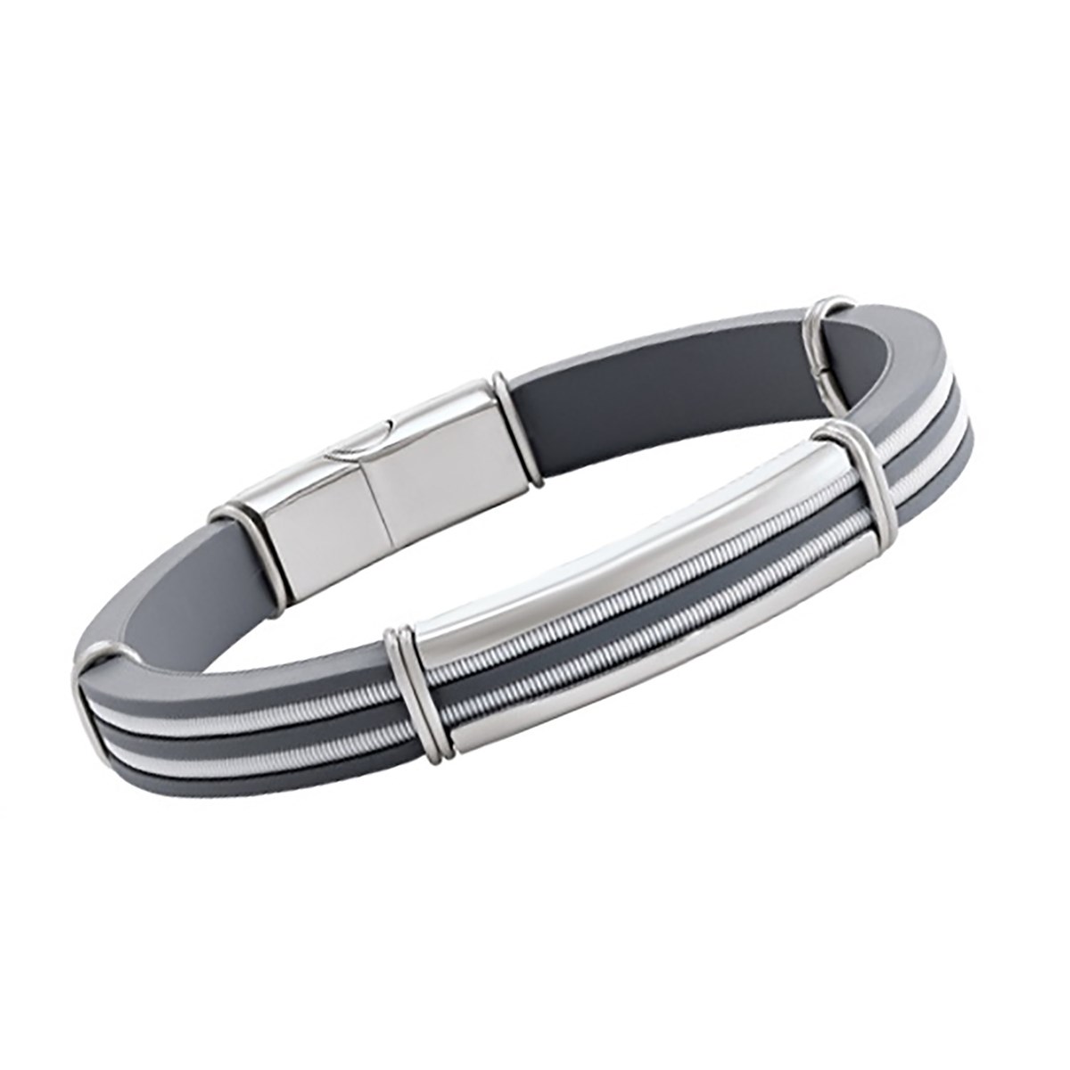 Bracelet Jourdan Rowann Acier Caoutchouc gris