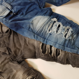 Distressed Blue & Grey biker jeans - verzenddatum 27 feb