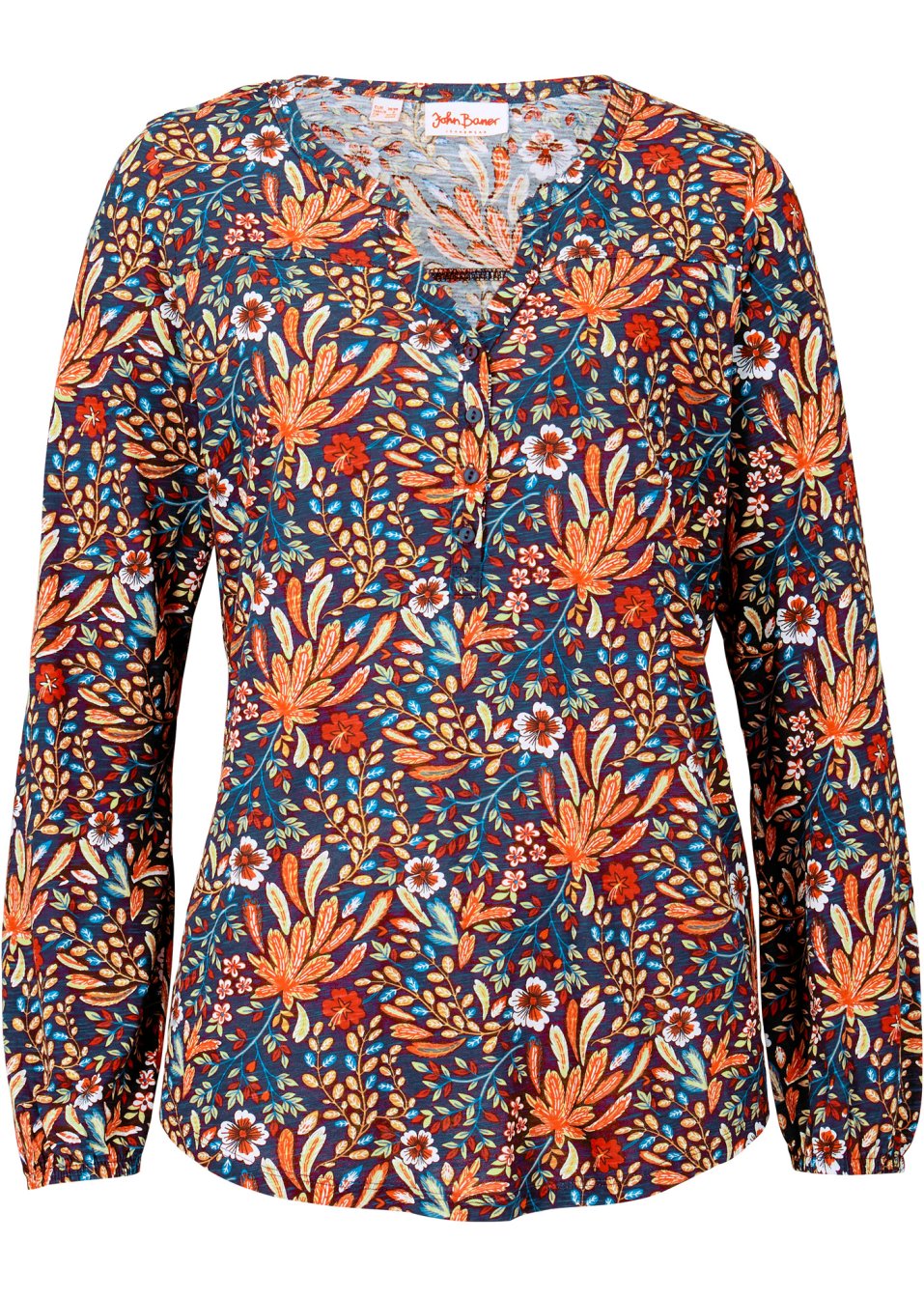 T-shirt tunique imprimé, manches longues