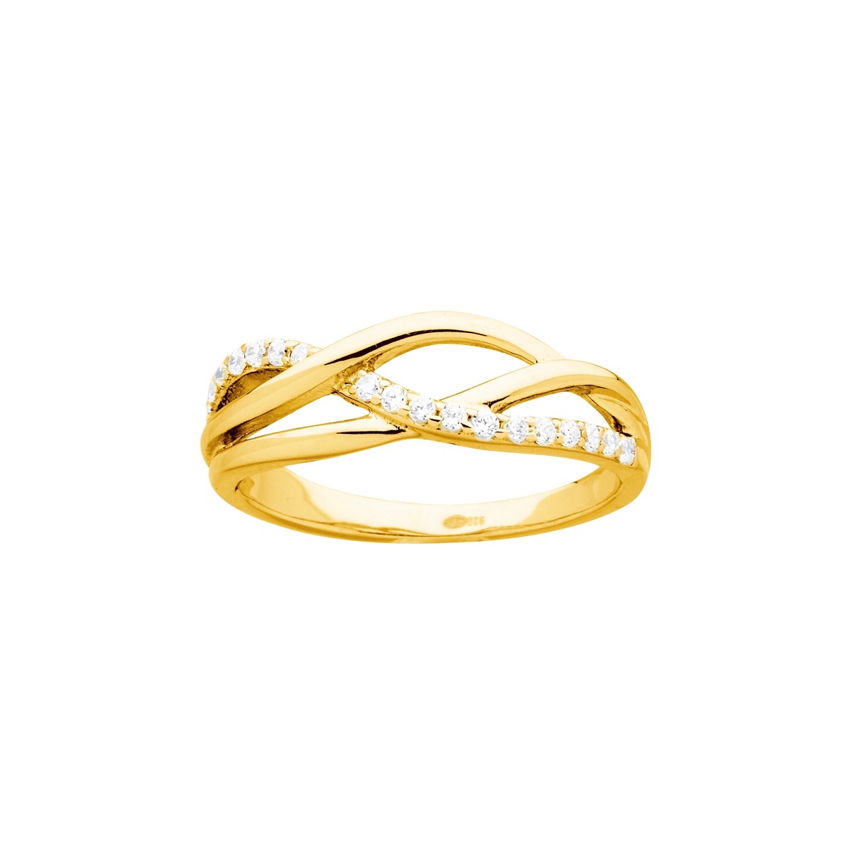 Bague en Plaqué Or avec oxyde de zirconium blanc