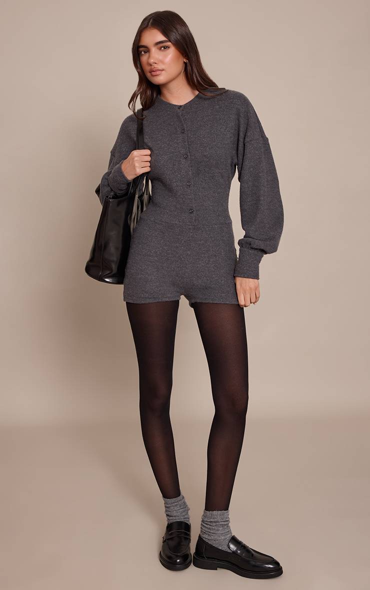 Gris Combinaison Côtelée Boutonnée