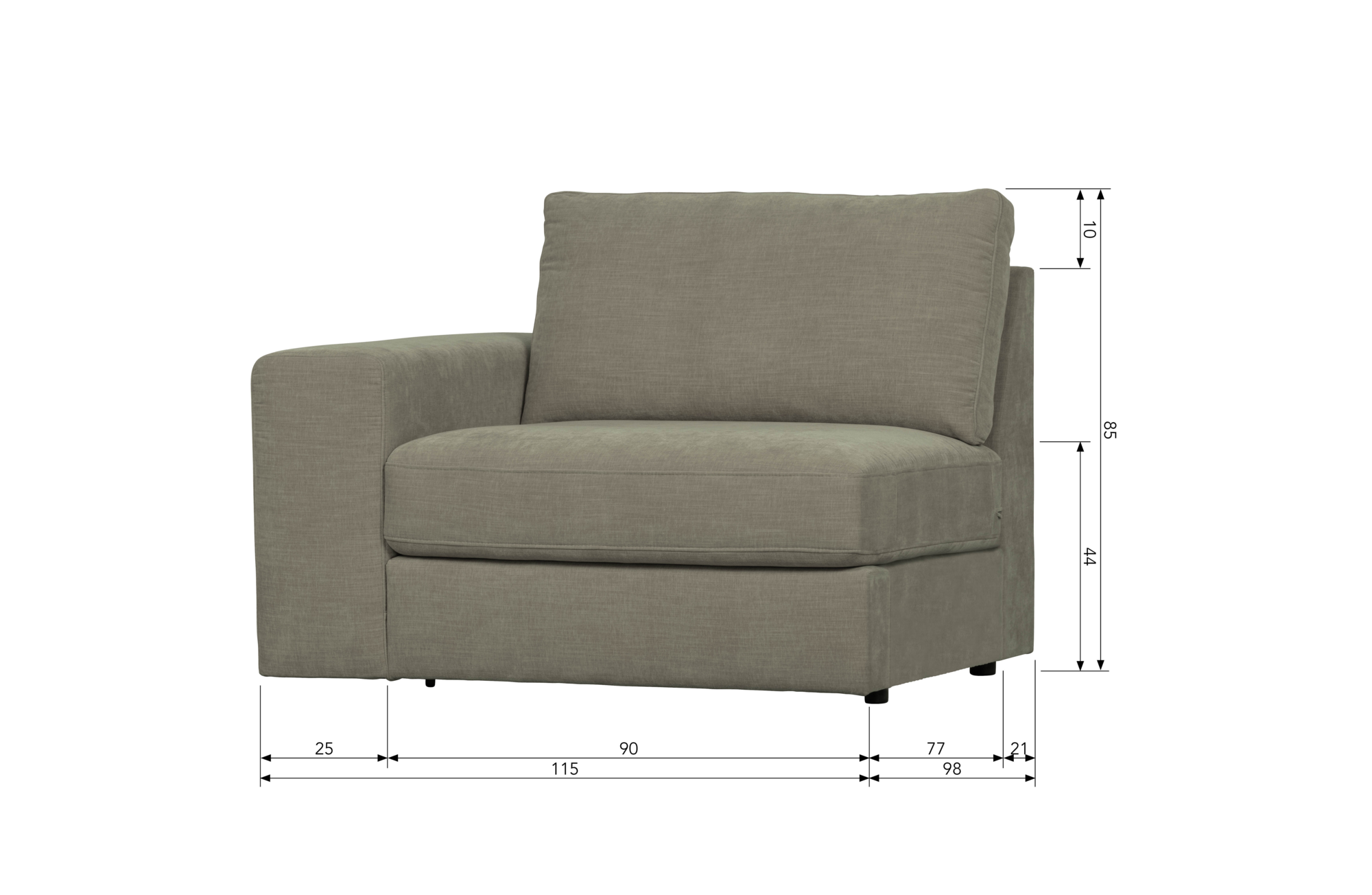 1-Zits element met arm links Family warm grijs Family 1-zits Element Met Arm Links - Warm Grijs