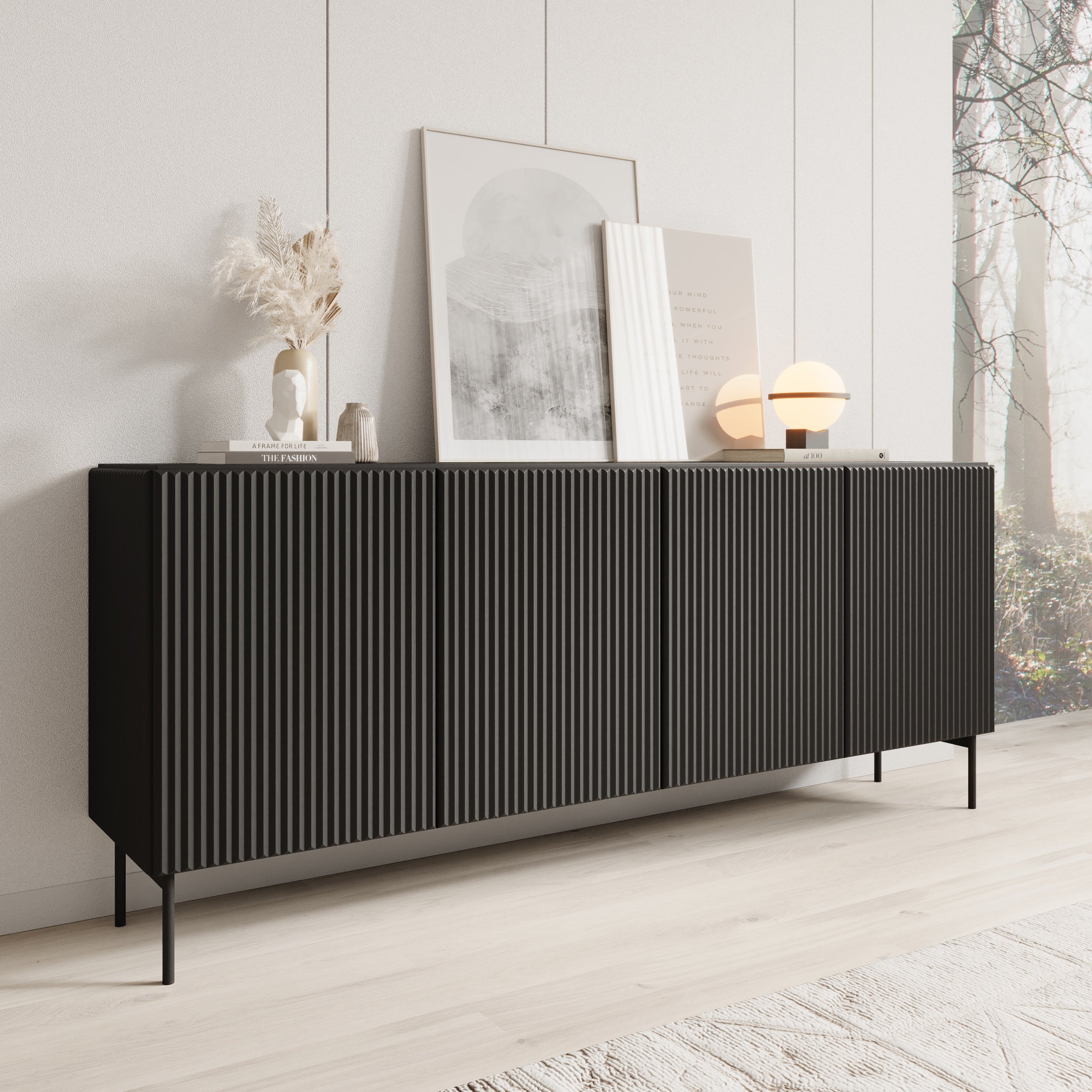 Marajo - Dressoir - Zwart - 195x40x81 cm