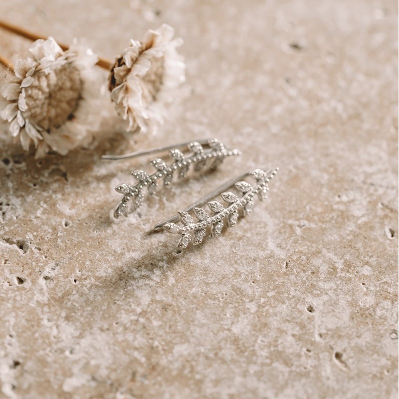 Boucles d'Oreilles Argent Mode Epis de Blé Zirconium