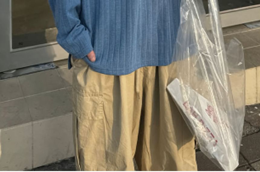 SeoulPop - Unisex geribbelde losse top met lange mouwen