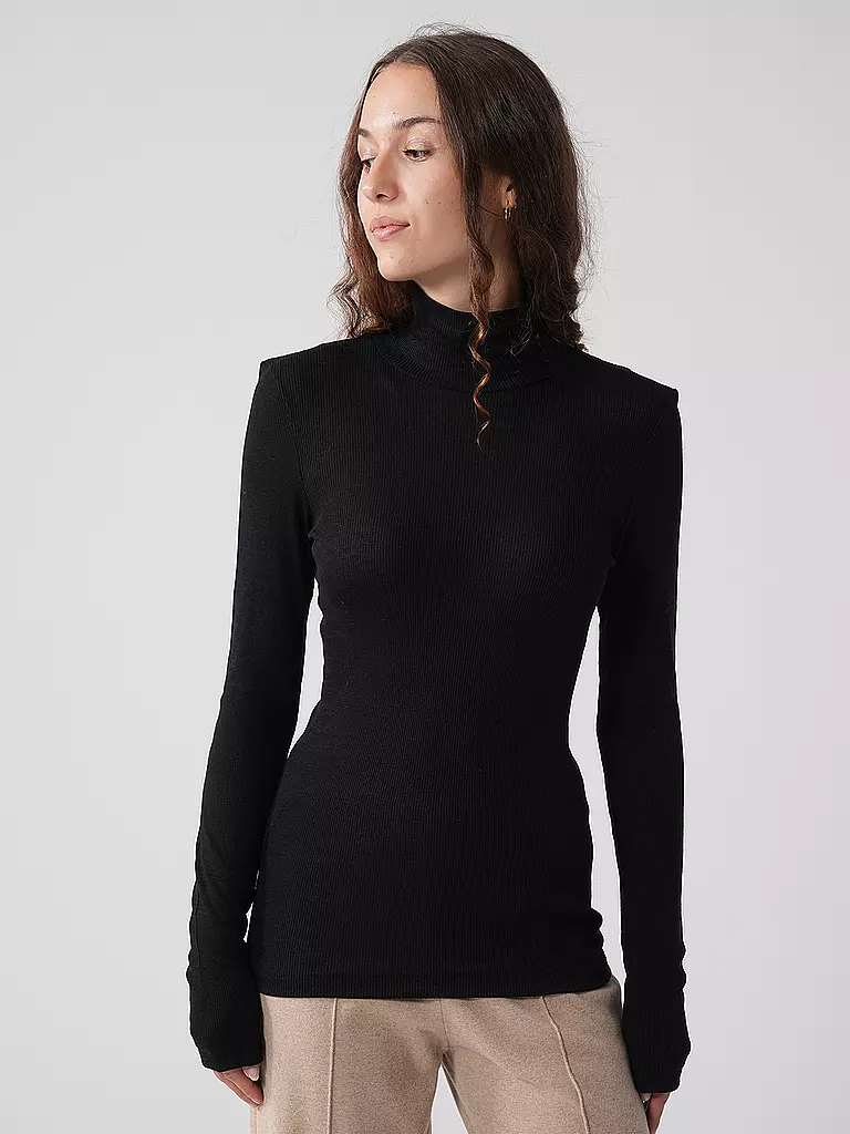 MEY Langarmshirt WOOL LOVE schwarz schwarz