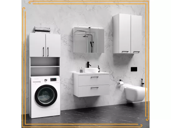 Armoire de salle de bain suspendue 80 cm sous le lavabo commode blanche