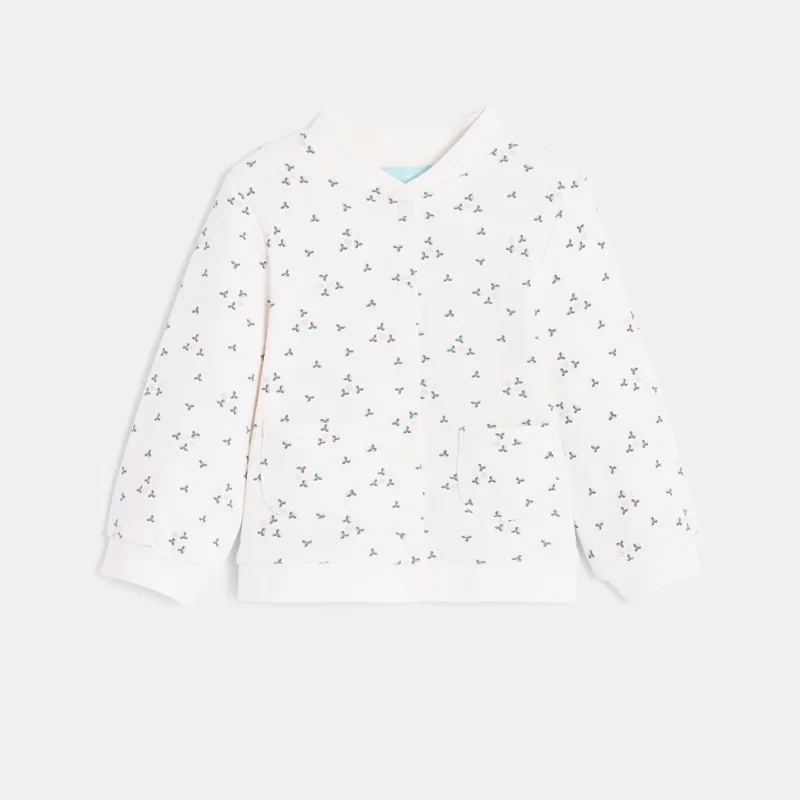 Teddy fleuri en molleton blanc bébé fille Blanc