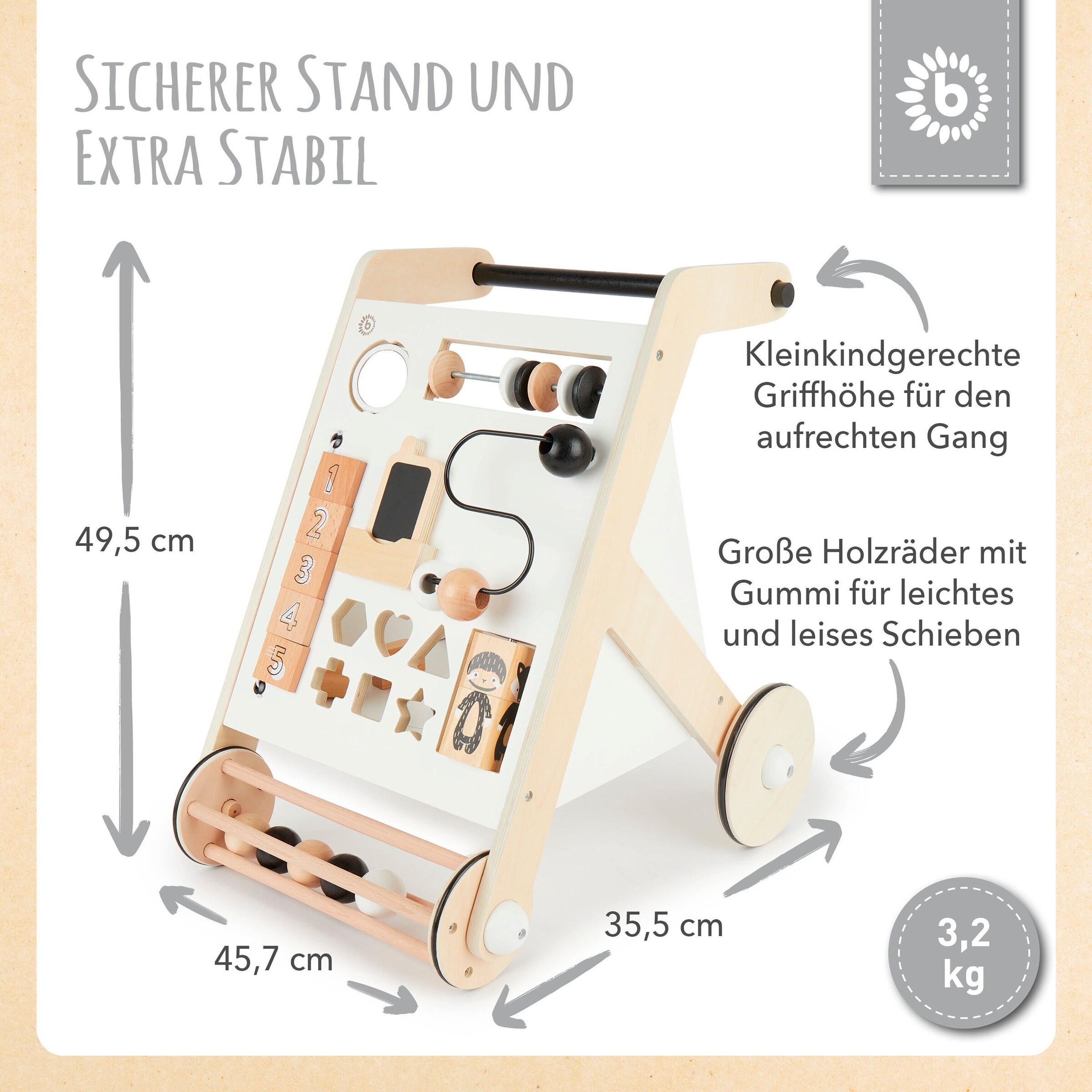 Bieco Lauflernwagen Holz Weiß