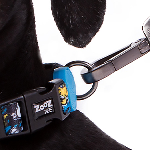 Coleira ajustável para cães Zooz Snoopy Stripe preta e vermelha