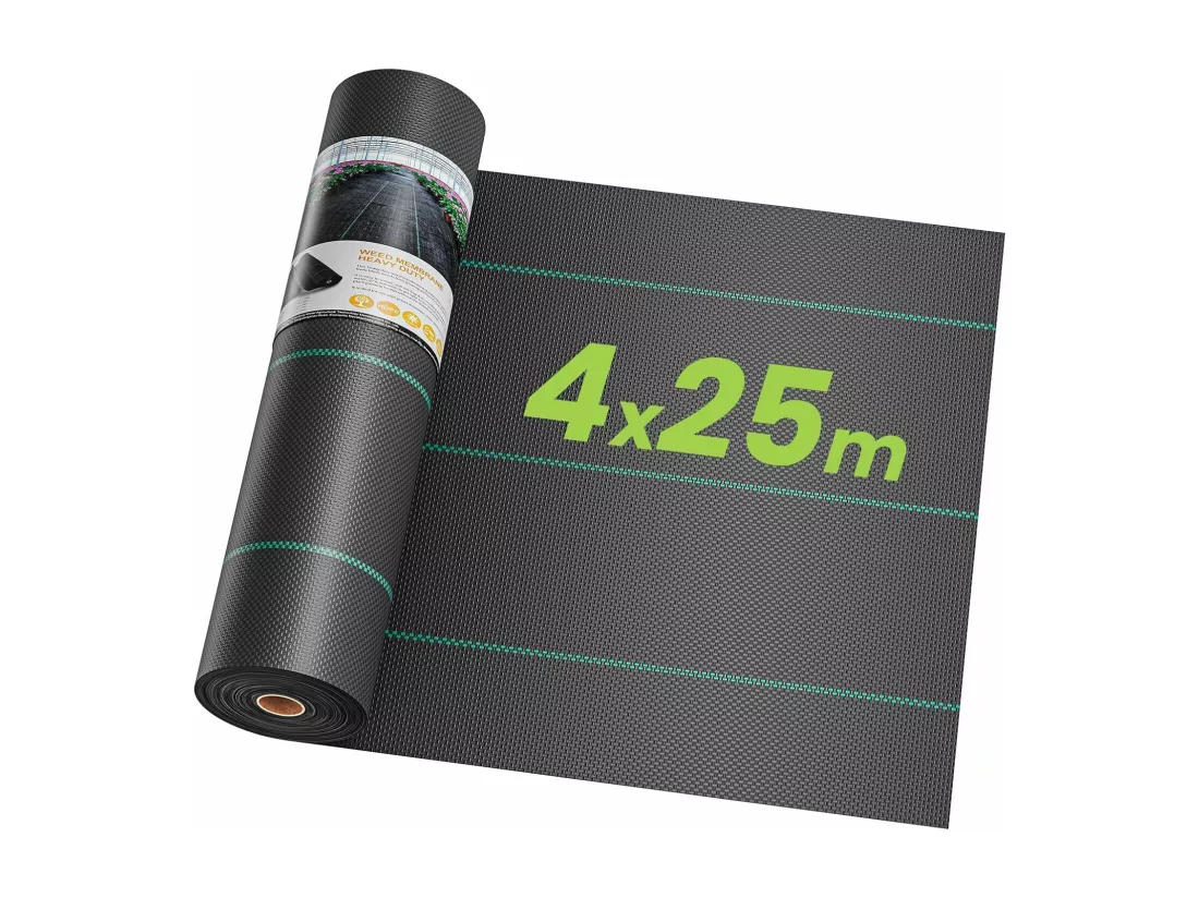 Membrane de contrôle des mauvaises herbes 4mx25m - toile de paillage pour serre - couvre-sol désherbant - anti UV perméable à l'eau