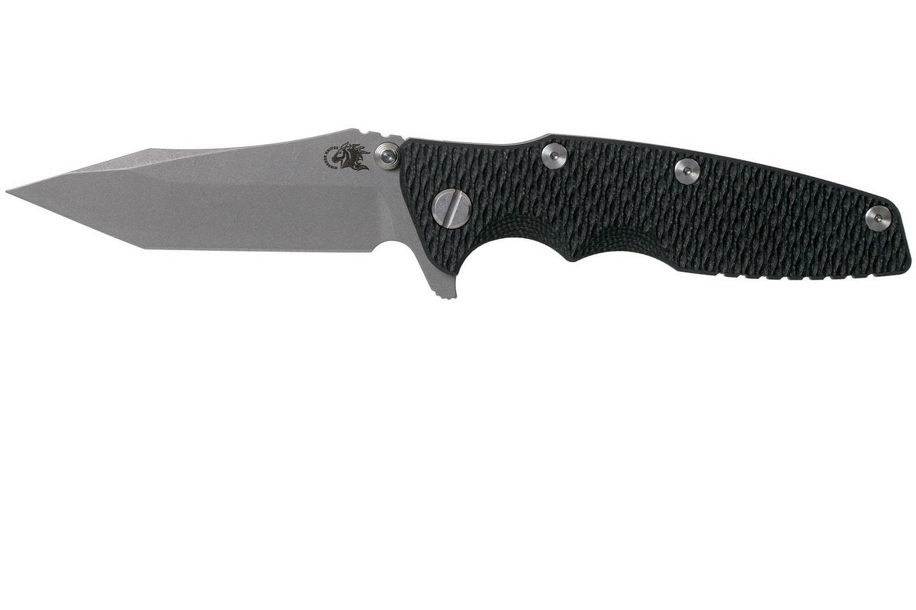 Rick Hinderer Eklipse 3.5” Tanto, CPM 20CV Working Finish, Black G10 zakmes
