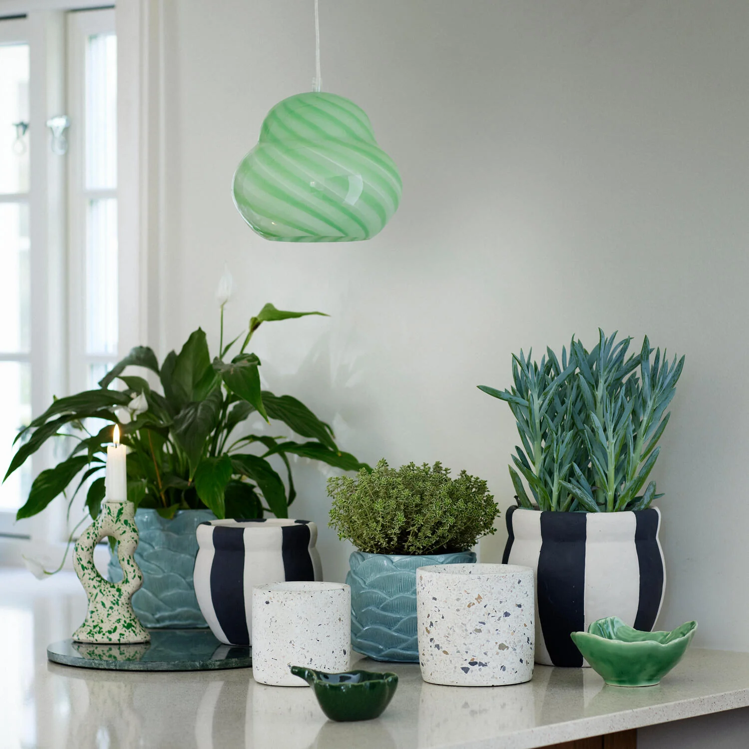 Bahne Interior  Terrazzo urtepotteskjuler, hvid - Ø11 cm.