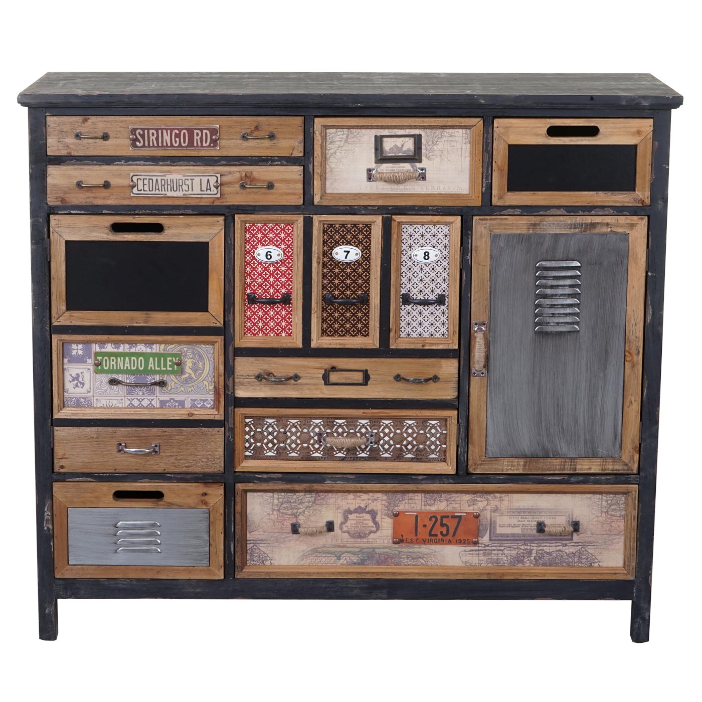 Apotheker-Schrank MCW-A43, Kommode, Tanne Holz massiv Vintage Shabby-Look 100x110x32cm