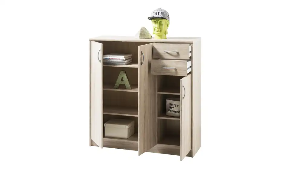Kommode Optimus Eiche Sonoma (Nachbildung) Ausführung III (3 Türen/2 Schubkästen) 112 cm