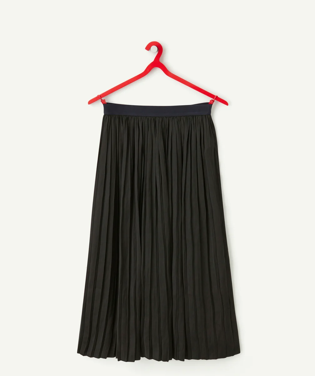 JUPE LONGUE PLISSÉE FILLE NOIRE TAILLE ÉLASTIQUÉE BLEUE