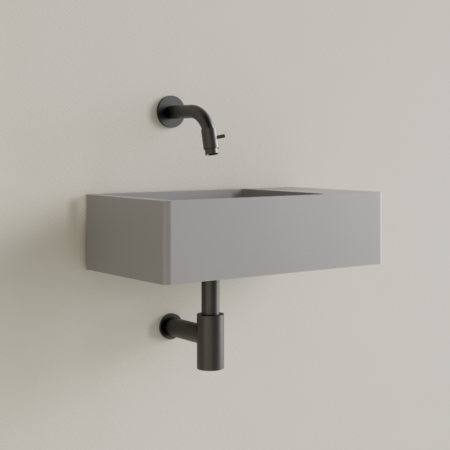 Sanigoods Luko fontein 40x22cm rechts zonder kraangat leigrijs