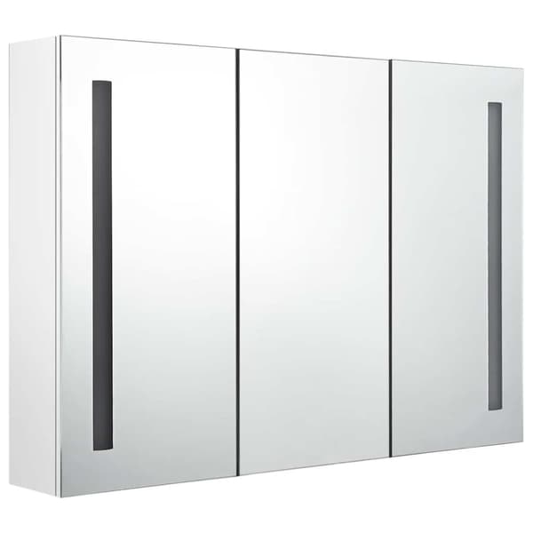 vidaXL LED-speilskap til bad 89x14x62 cm skinnende hvit