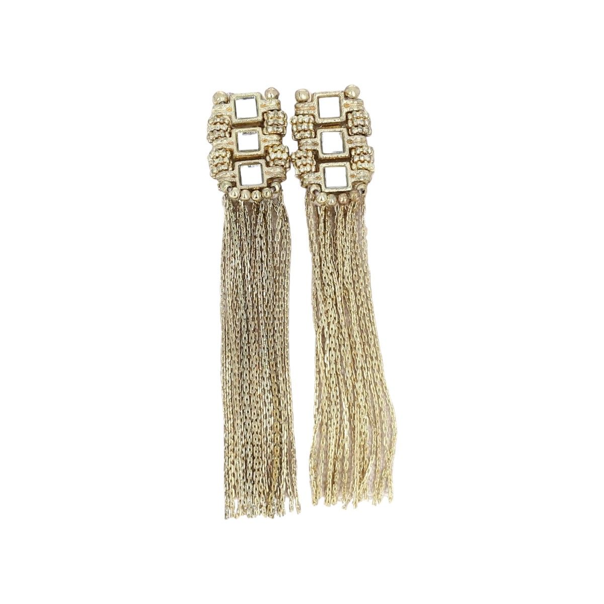 Boucles d'oreilles Indiennes longues Meera - Mariage Indien Pondie Chérie