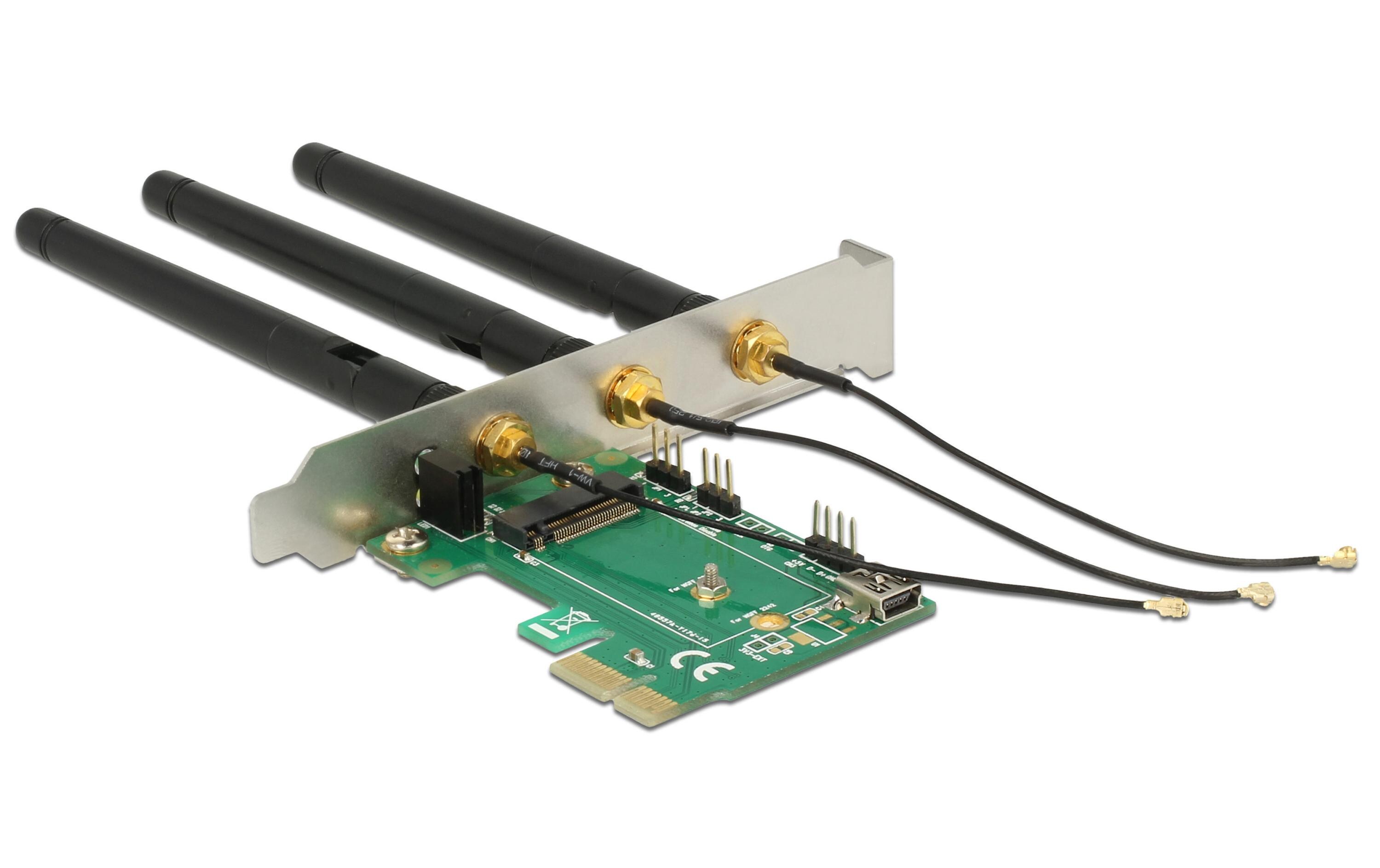 M.2 WLAN-AC Modul M.2 Key-A,E 3 AntennenM.2-Adapter mit 3 externen Antennen