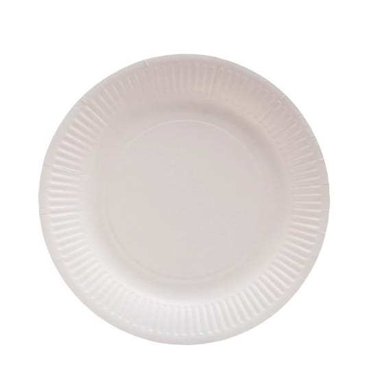 (50er Set) Ø23cm Pappteller Einweg Papier Teller Party Geschirr Tisch Deko (79110I) - Weiss