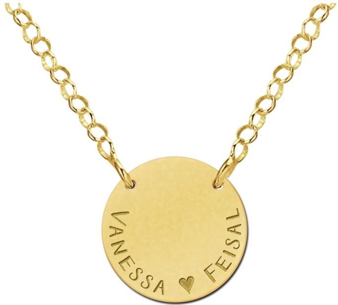 Gouden minimalistische hanger met 2 namen