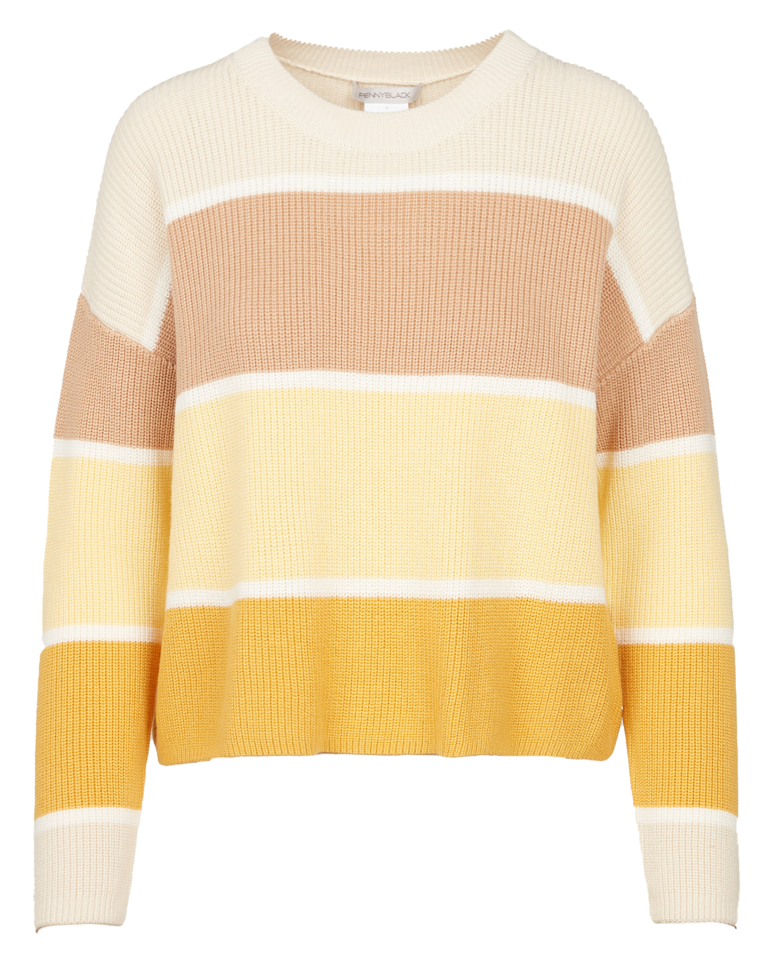 Pull col rond rayé en coton| Orange