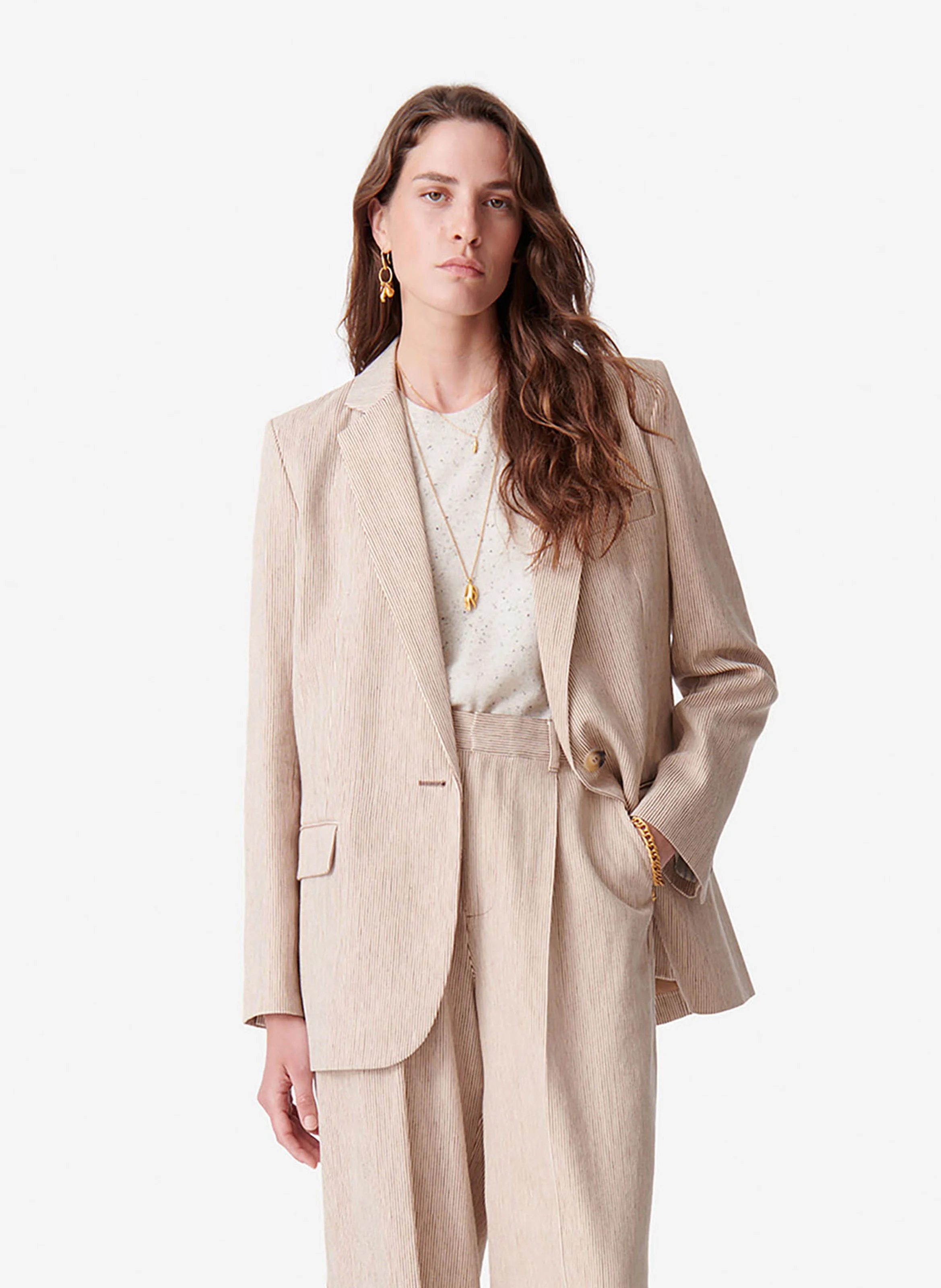 TILIA - Veste de tailleur en coton et lin | Marron