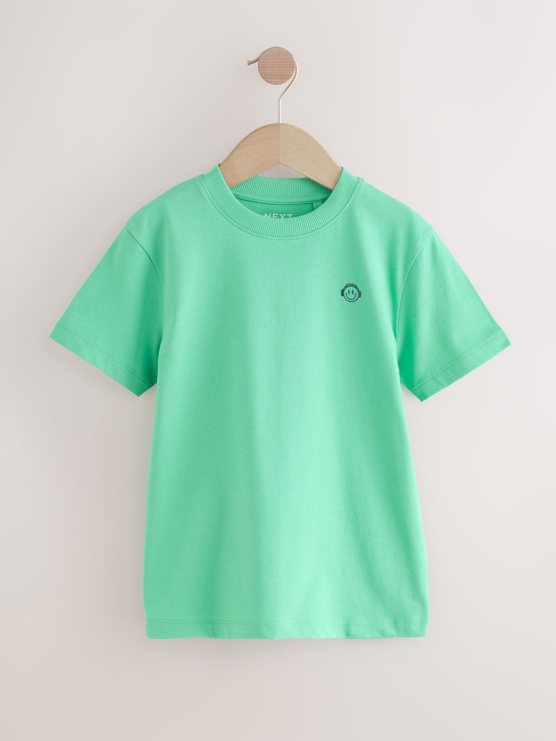 Blauw/Groen/Cement - Verpakking van 5 T-shirts met kleine grafische print op de borst en korte mouwen (3-16jr)