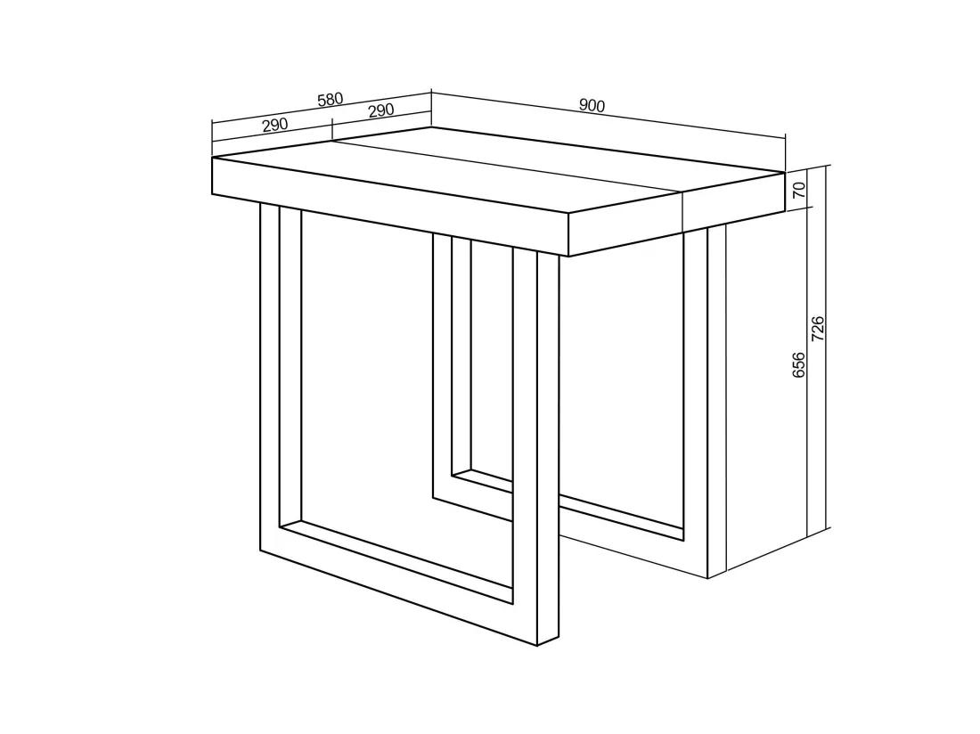 Table console extensible, 300, Pour 14 personnes, Pieds bois massif