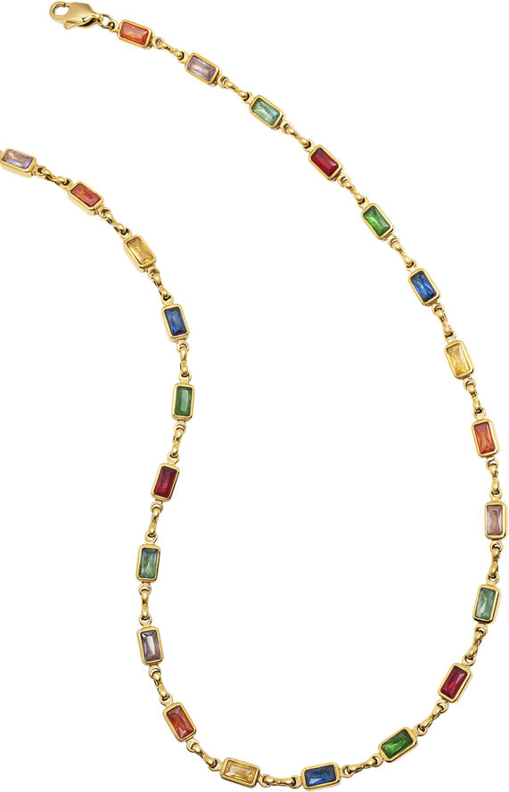 Nialaya Men's Rectangle Tennis Necklace Multi