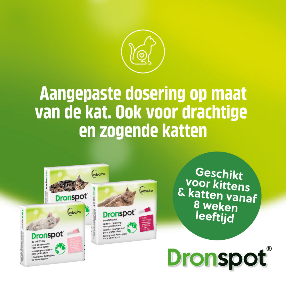 Dronspot Spot On Ontwormingsdruppels Kat 2,5 - 5 kg2 pipetten