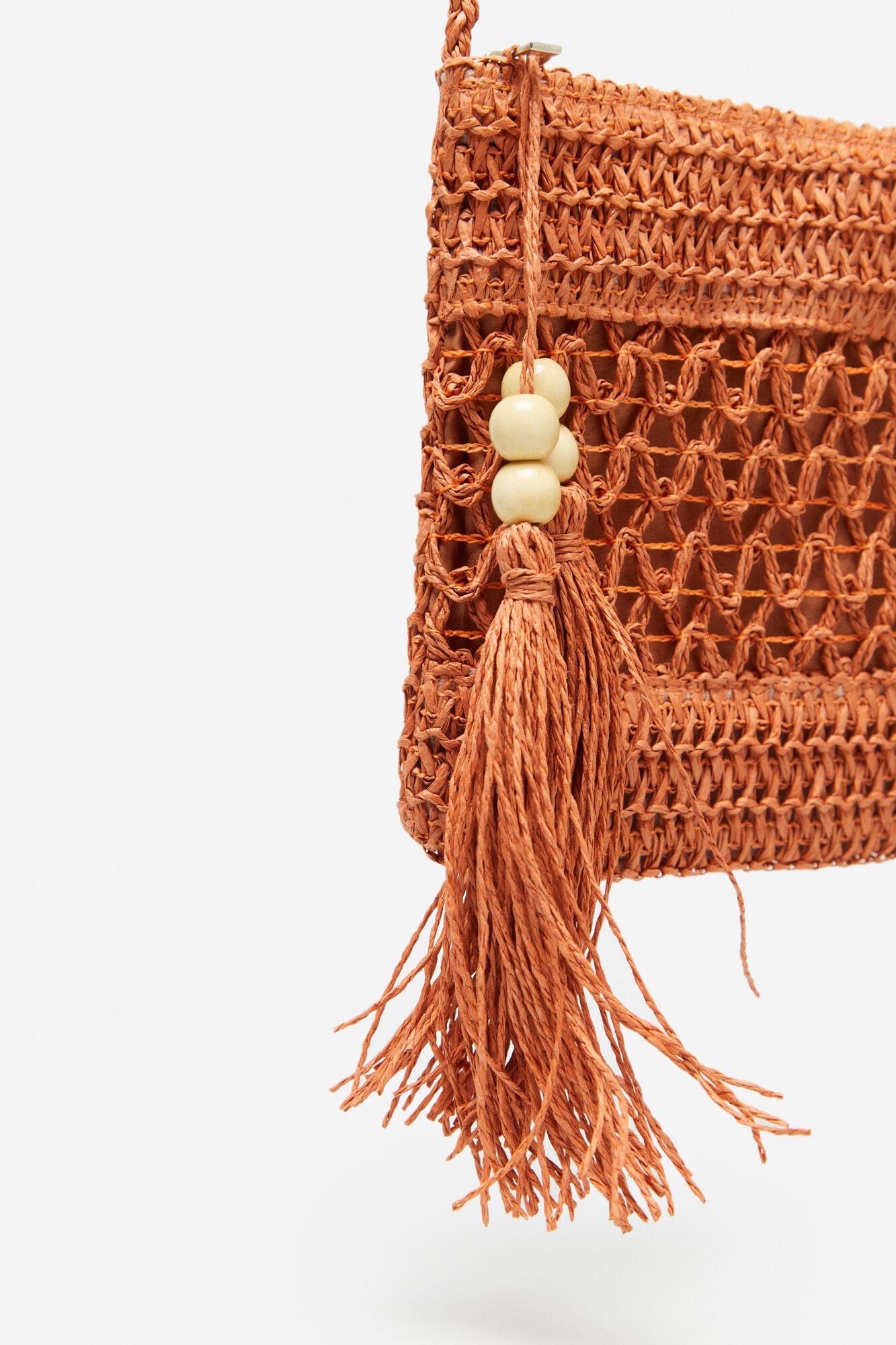 Mini bolsa de ombro em ráfia - Laranja
