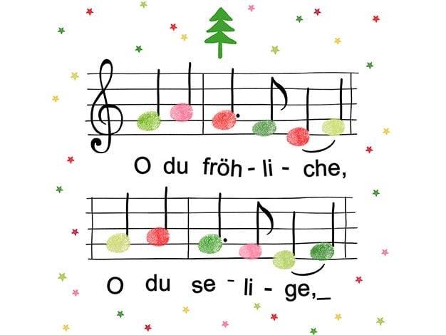 Braun   Company Weihnachtsservietten Weihnachtsnoten Weiss, 3-lagige Papierservietten