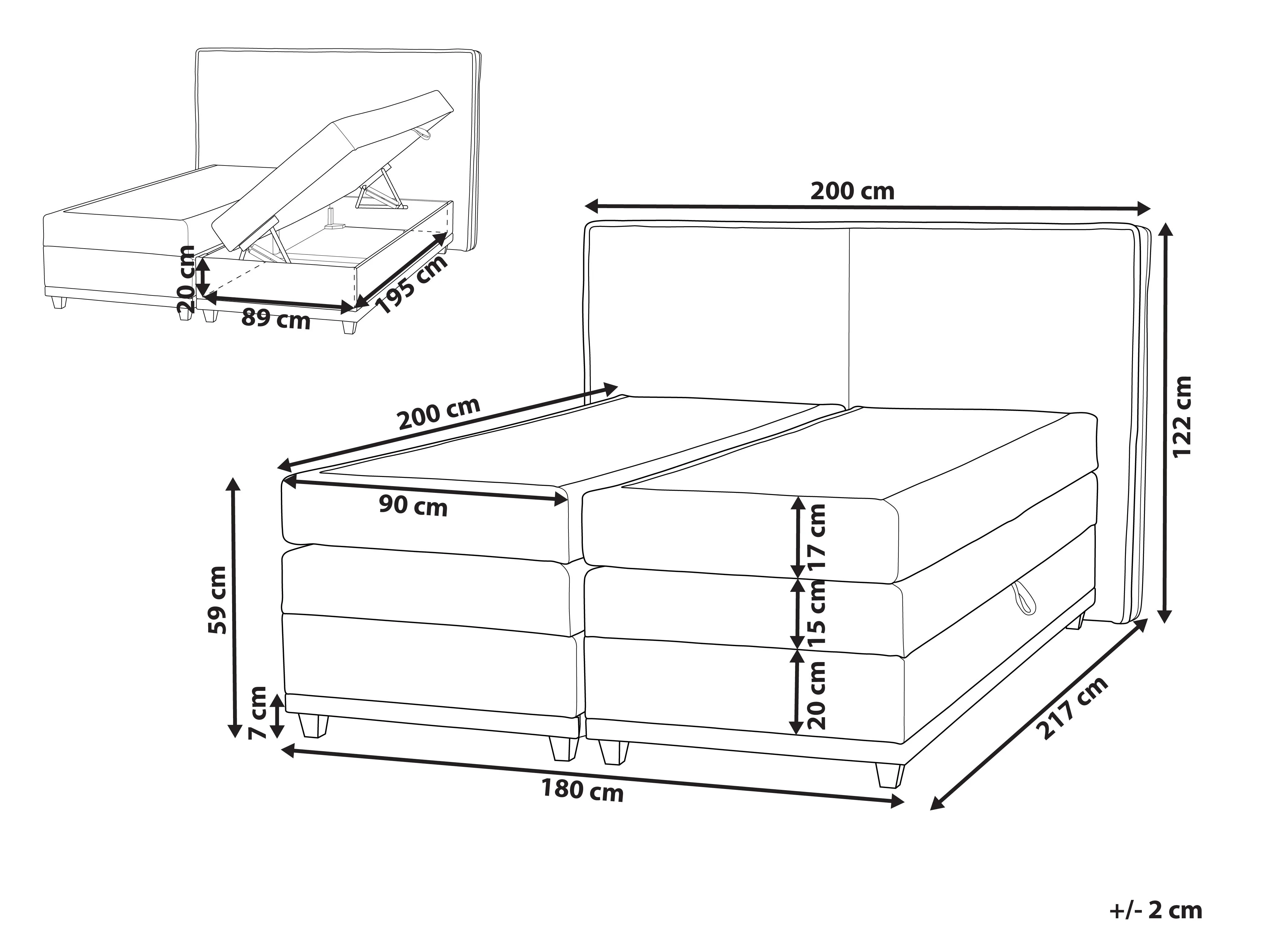 Boxspring met opbergruimte Stof DYNASTY 180 x 200 cm Taupe