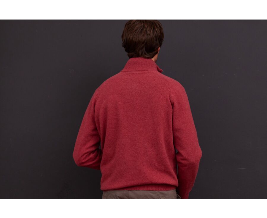 Pull homme laine col zippé Rouge Chiné - KENNETH