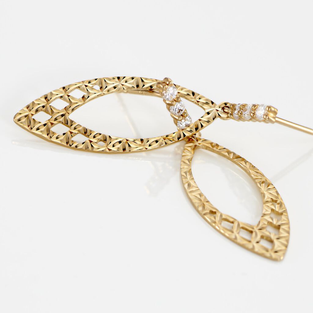 Boucles D'oreilles Pendantes Or Jaune Valeriano Oxydes De Zirconium