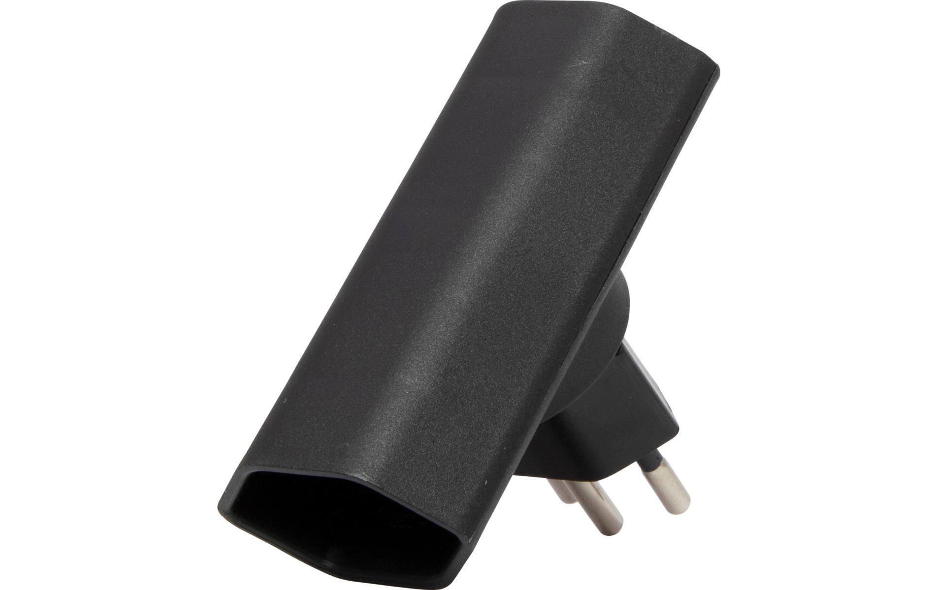 Flachstecker 2 x T13, 300° drehbar, flach, SchwarzExtra flacher und platzsparender T-Abzweigstecker