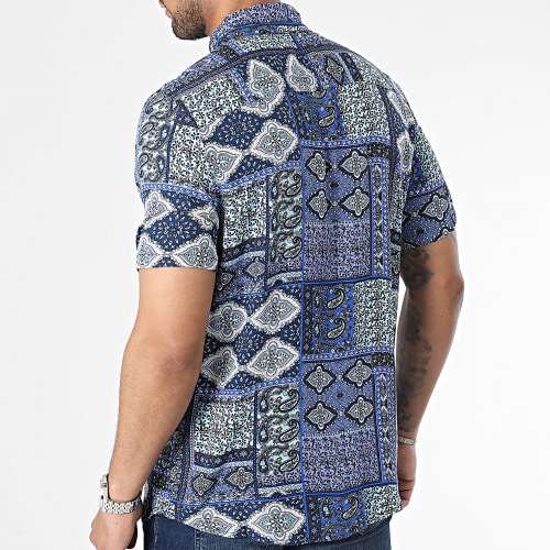 Chemise Manches Courtes Bleu Floral