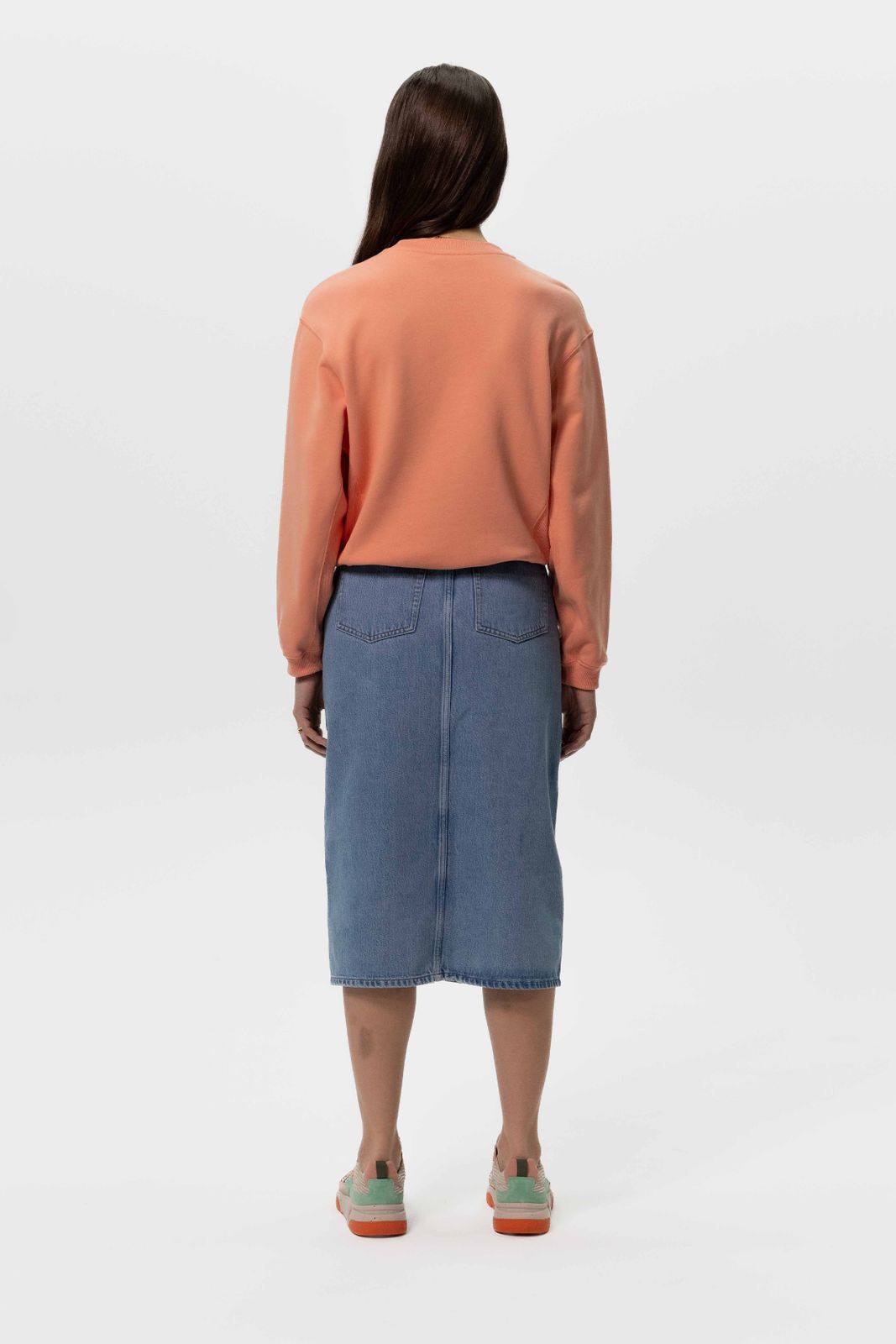 Midi denim rok met split