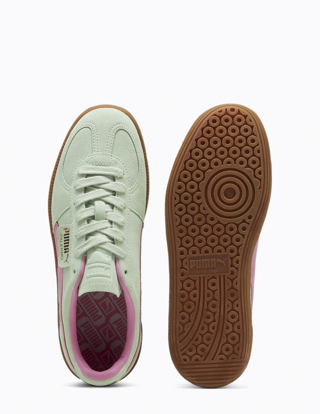 puma Sneakers Femme Palermo Vert/Rose Daim