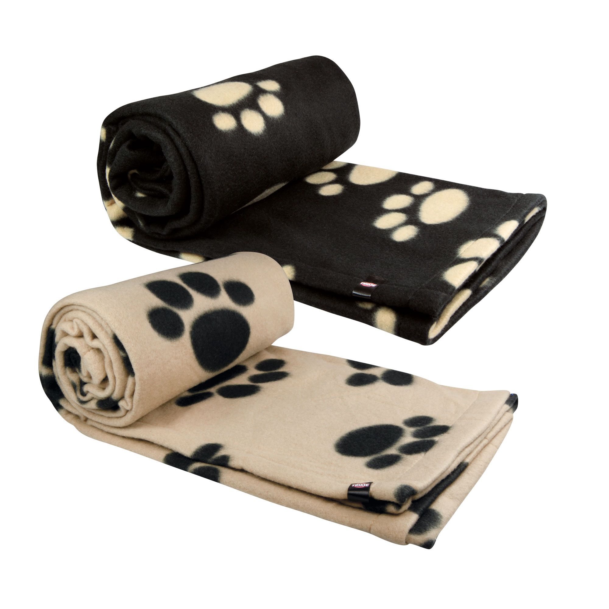 Knüller - Kuschel - Decke - Decken -  Hundedecke -  waschb.b.30°C  - schwarz mit beigen Pfoten