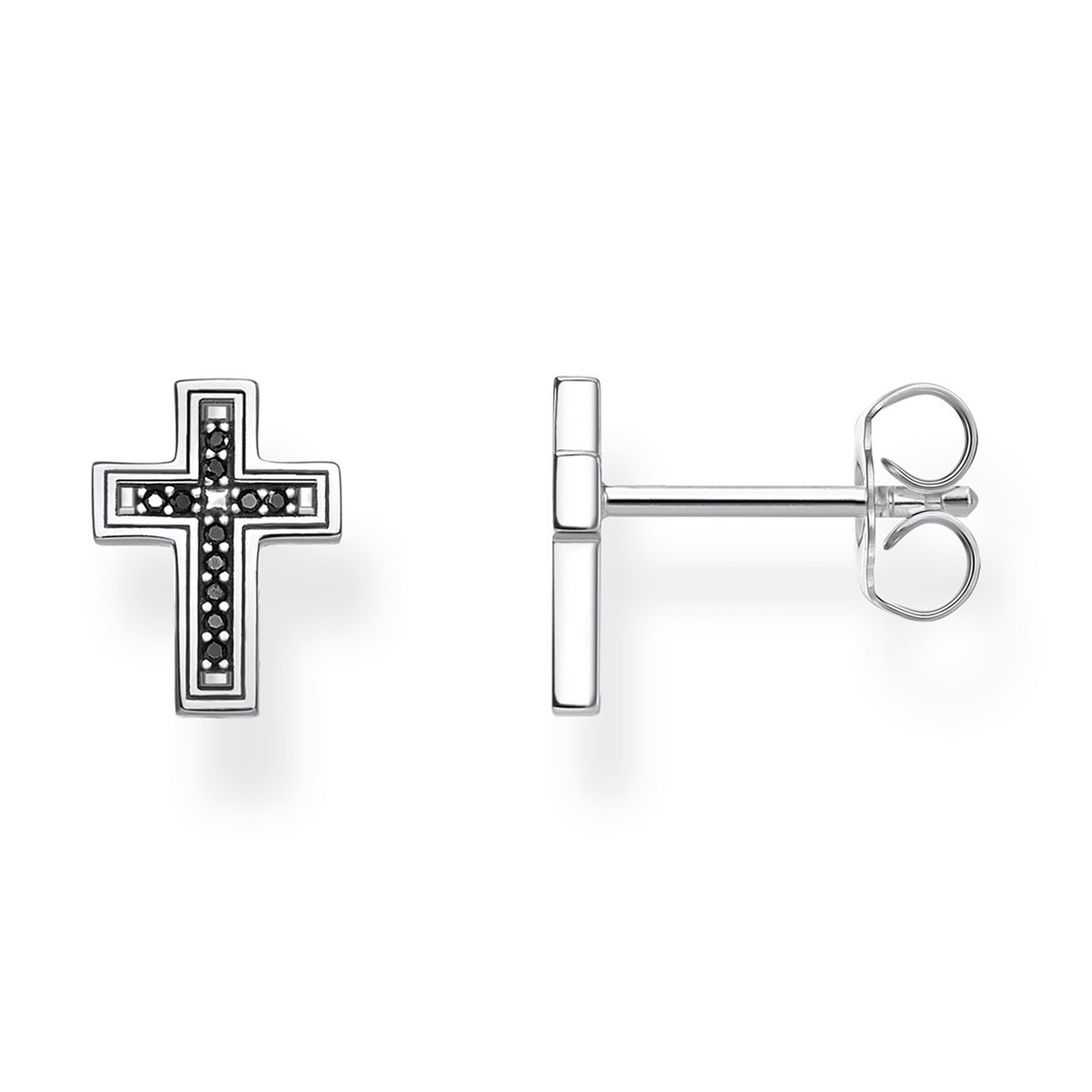 Boucles d'oreilles Thomas Sabo croix oxydes noirs