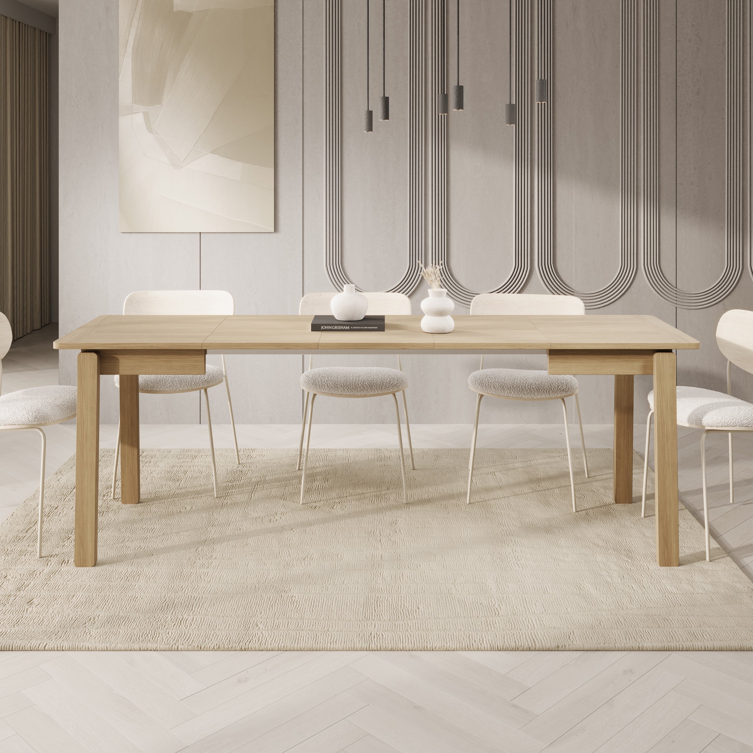 Portino - Eetkamertafel - Licht eiken - 104-224x60x77 cm