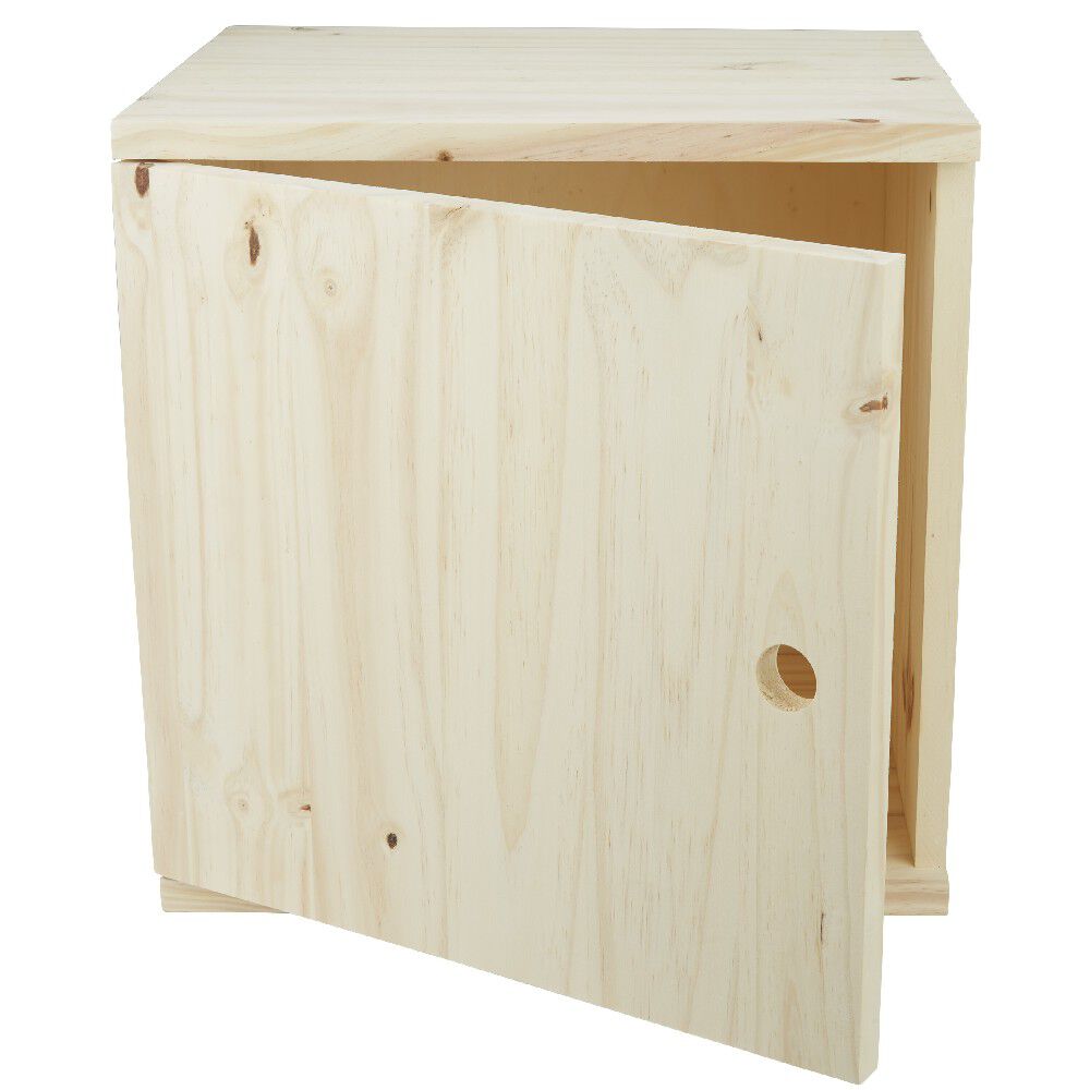 Cube de rangement 1 porte pin naturel
