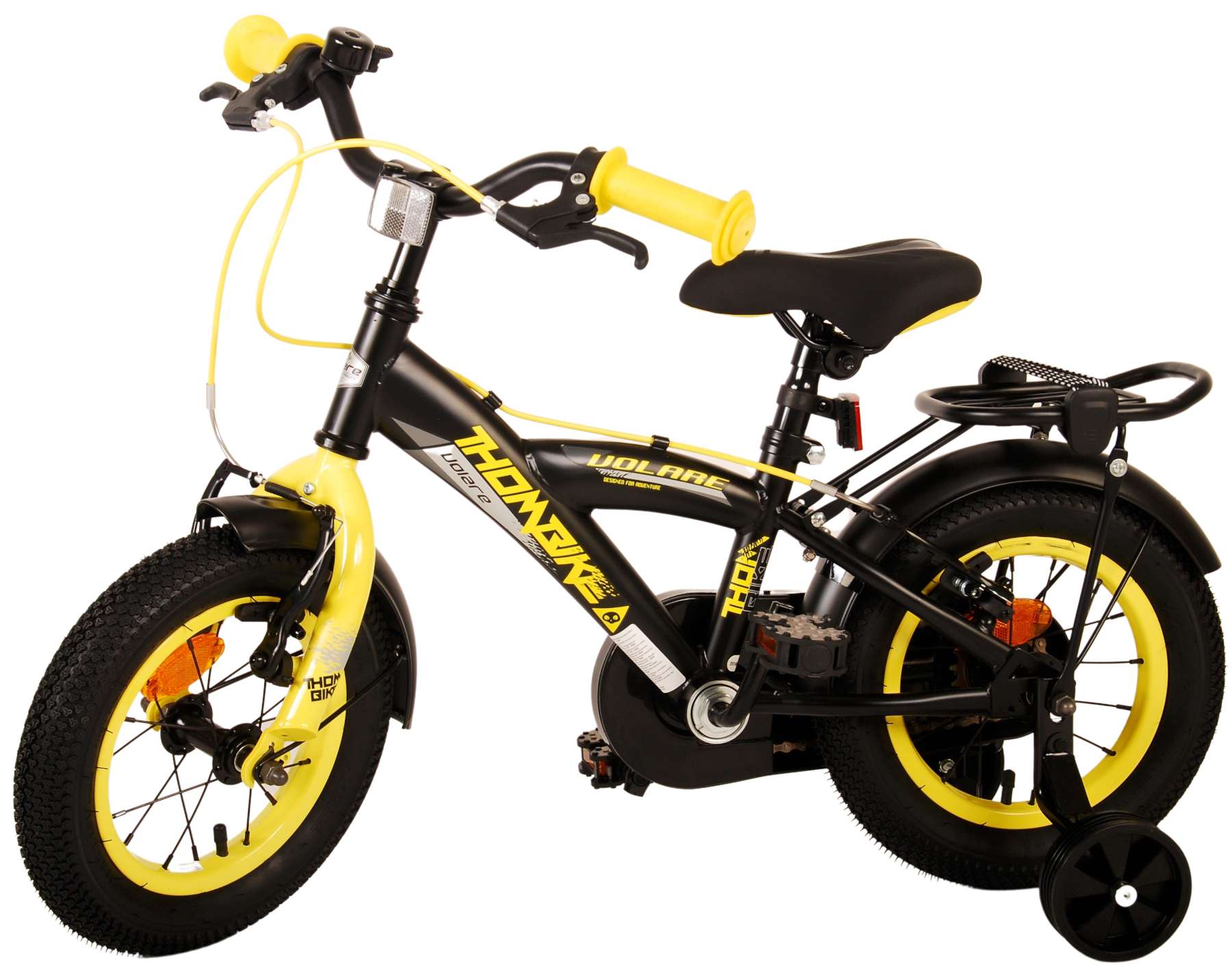 TPFSports Thombike Kinderfahrrad - Jungen - 12 Zoll - Rücktritt + Handbremse - Schwarz/Gelb
