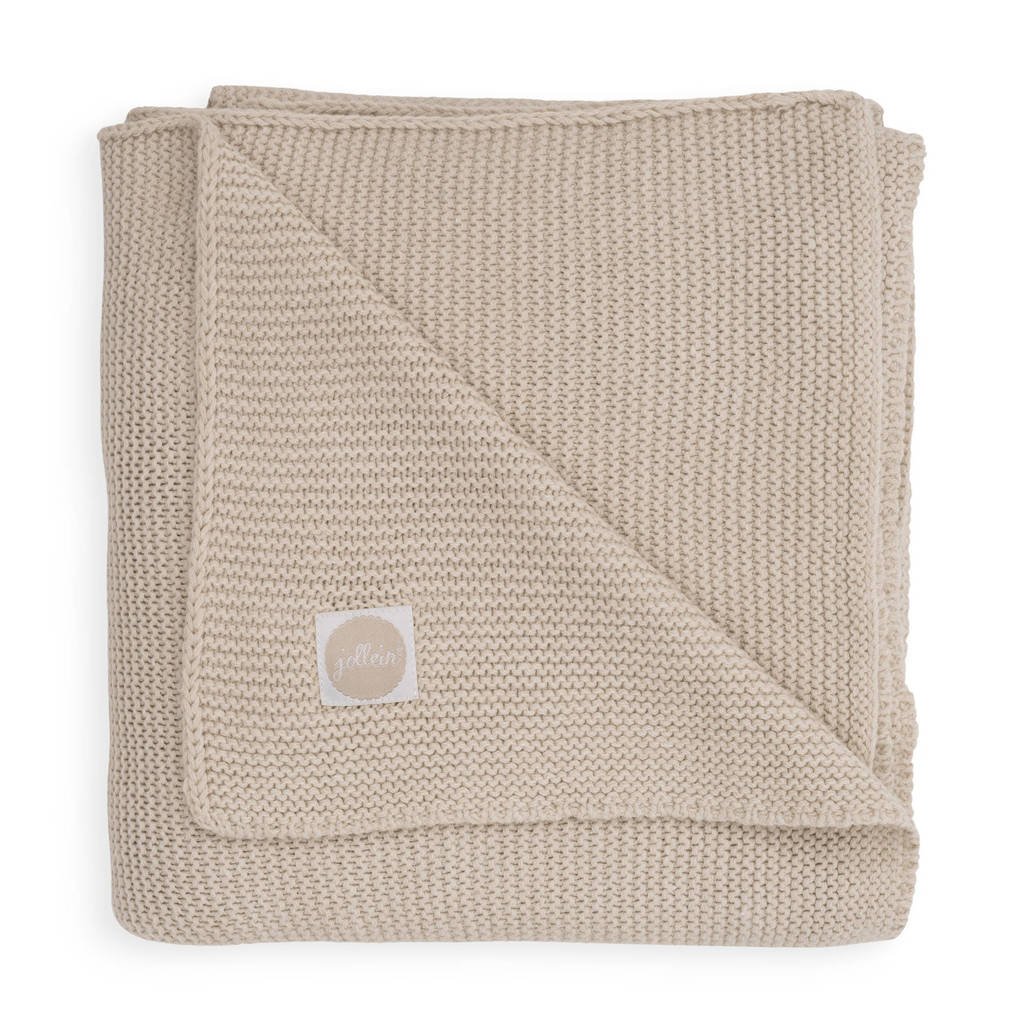 Mooi groot dekenbaby ledikant deken 100x150cm Basic knit nougat